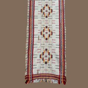 Vintage Overshot Handwoven Cotton Textile / Table Runner Bohemian‎ Cottagecore